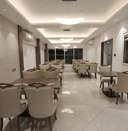 In-house restaurant dining area at Time Square Inn